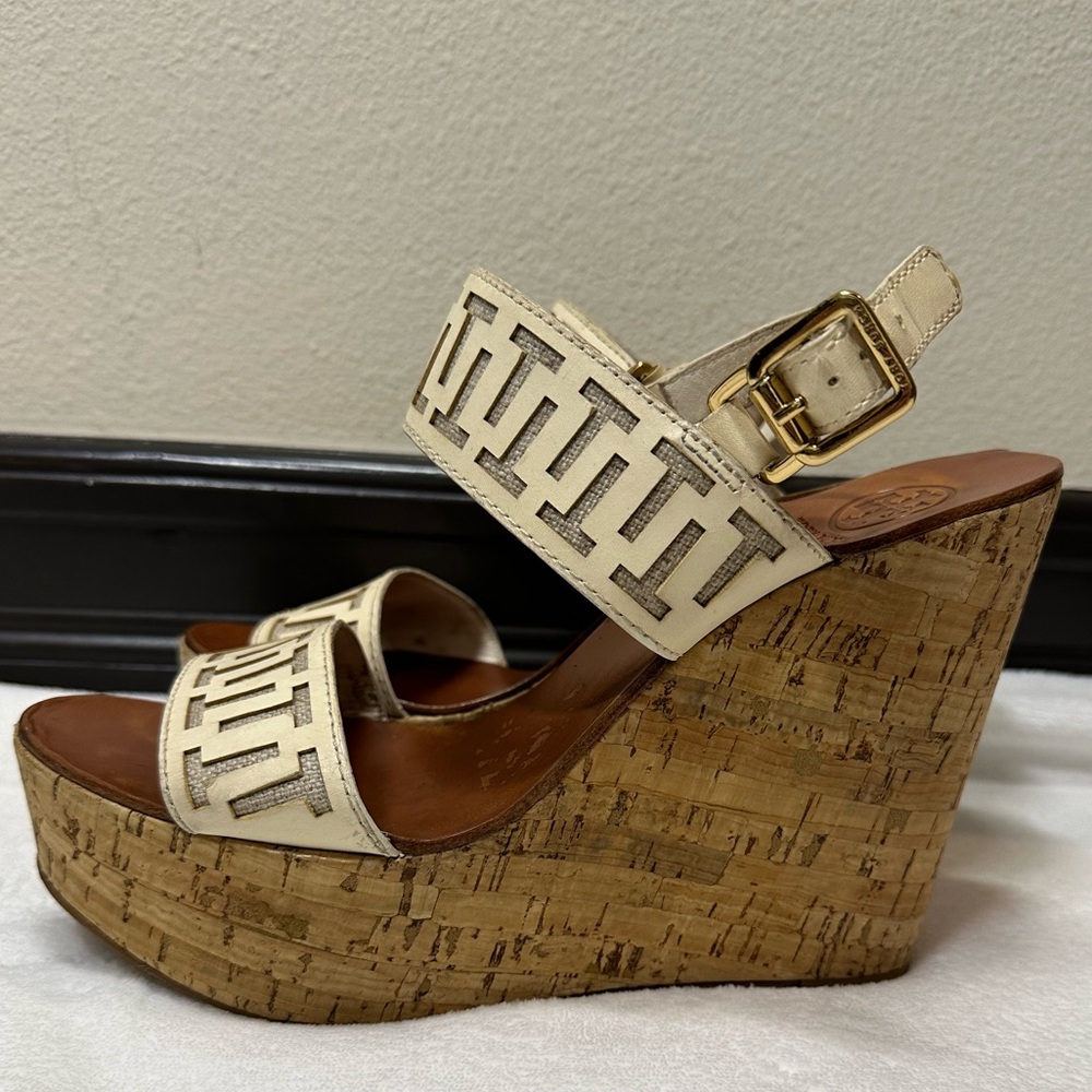 TORY BURCH REGAN Platform High Wedges Sandals 10.5 - Picture 6 of 7